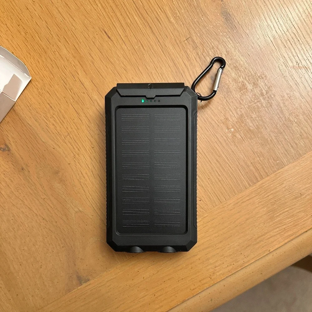 HXEternal Solar Charger Power Bank with Flashlight & Compass
